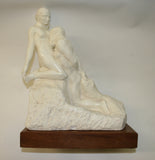Man and Woman Kissing Statue - white